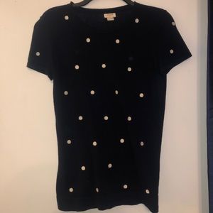 J. Crew Navy and White Dot Sweater